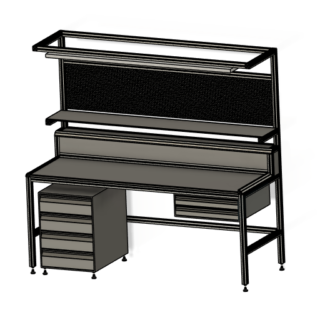 Stół esd elektrotechniczny z oświetleniem 2000x1000x750-850mm